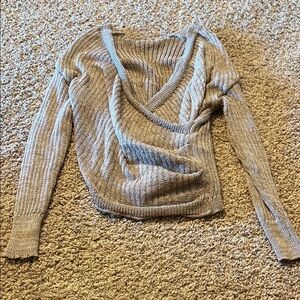 Women's Tan V-Neck Sweater
